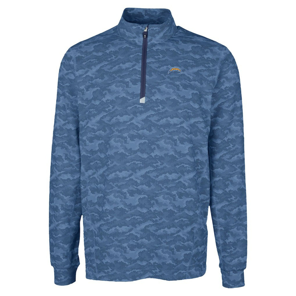 Los Angeles Chargers  Cutter & Buck Traverse Camo Print Stretch Quarter-Zip Top