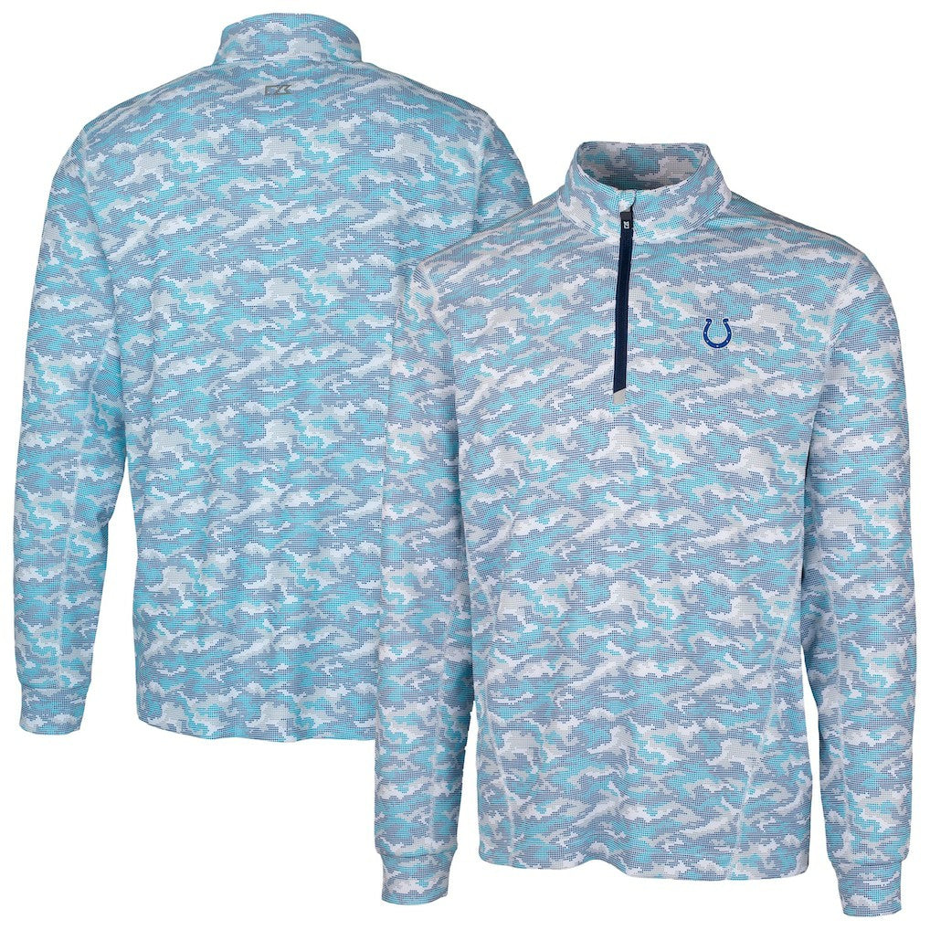 Indianapolis Colts  Cutter & Buck Traverse Camo Print Stretch Quarter-Zip Pullover Top
