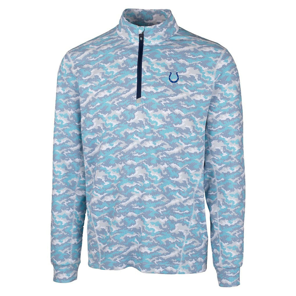 Indianapolis Colts  Cutter & Buck Traverse Camo Print Stretch Quarter-Zip Pullover Top