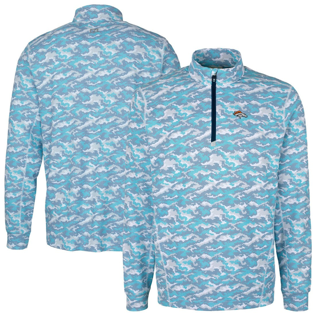 Denver Broncos  Cutter & Buck Traverse Camo Print Stretch Quarter-Zip Pullover Top
