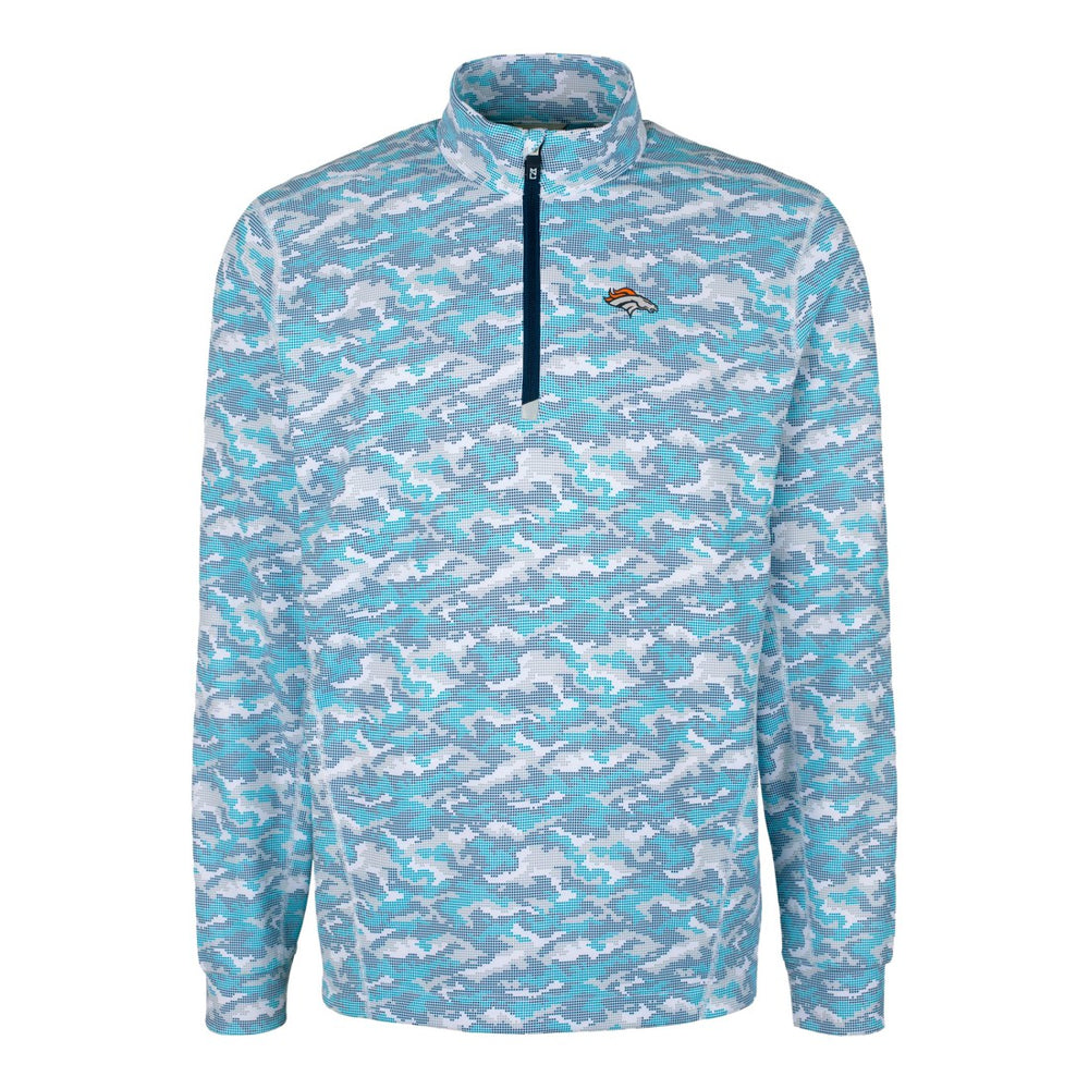 Denver Broncos  Cutter & Buck Traverse Camo Print Stretch Quarter-Zip Pullover Top