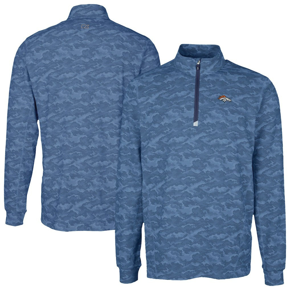 Denver Broncos  Cutter & Buck Traverse Camo Print Stretch Quarter-Zip Top
