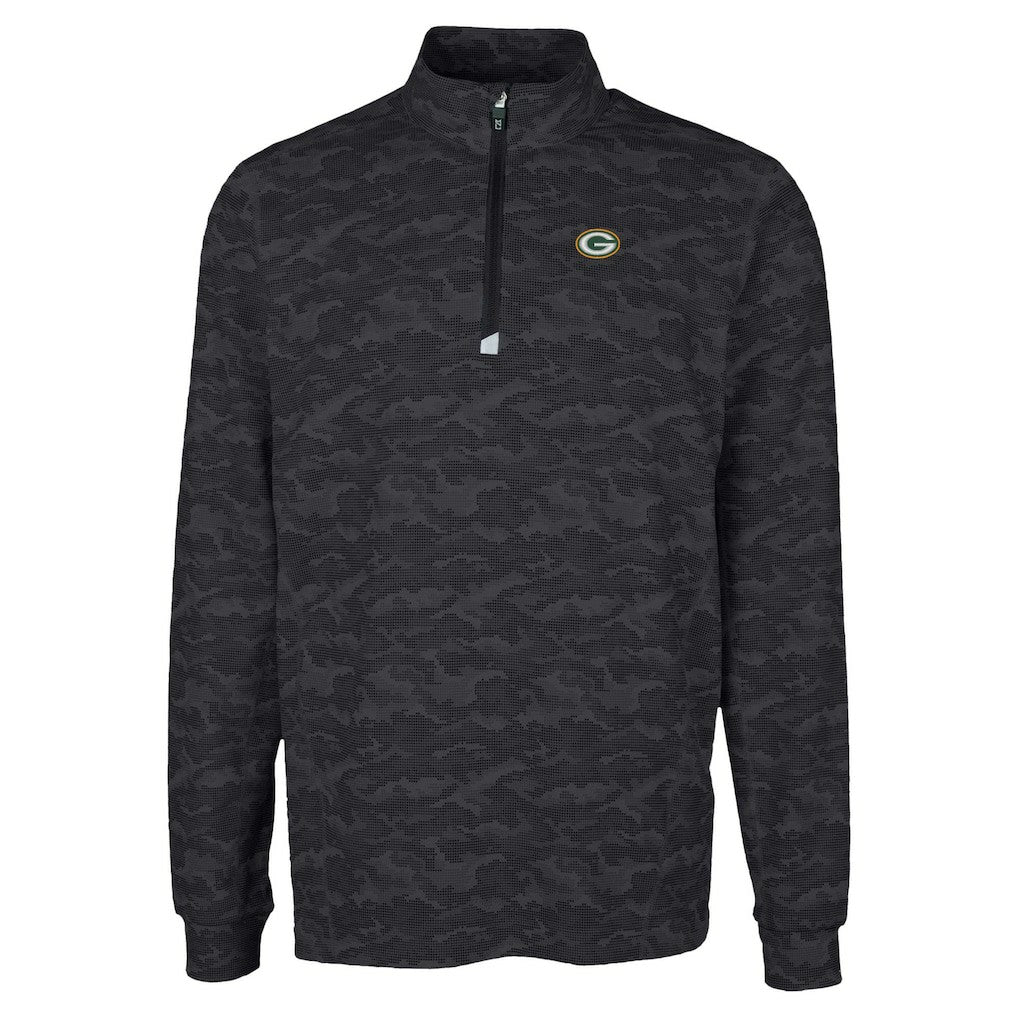 Green Bay Packers  Cutter & Buck Traverse Camo Print Stretch Quarter-Zip Top