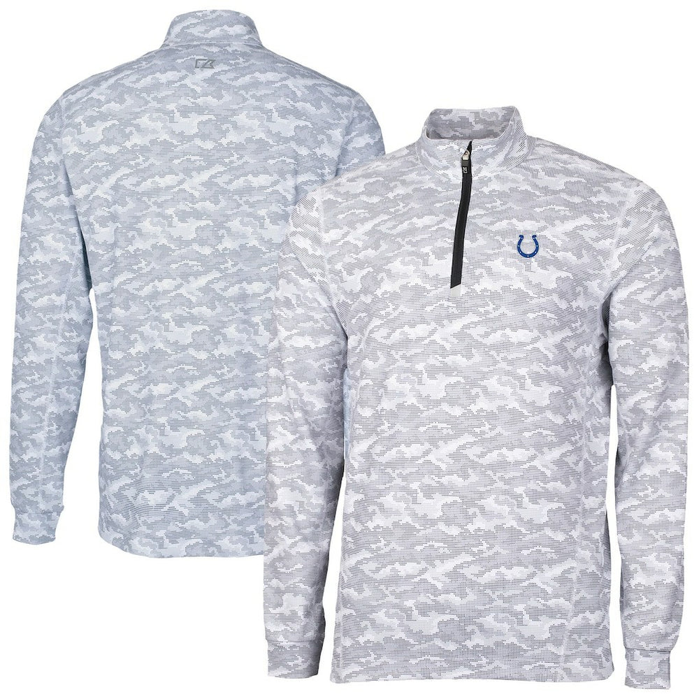 Indianapolis Colts  Cutter & Buck Traverse Camo Print Stretch Quarter-Zip Top
