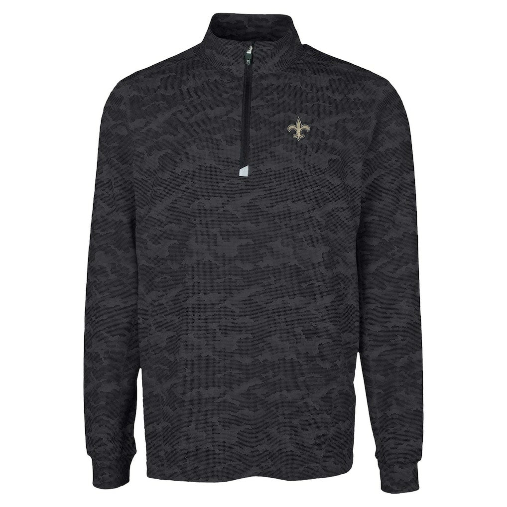 New Orleans Saints  Cutter & Buck Traverse Camo Print Stretch Quarter-Zip Top