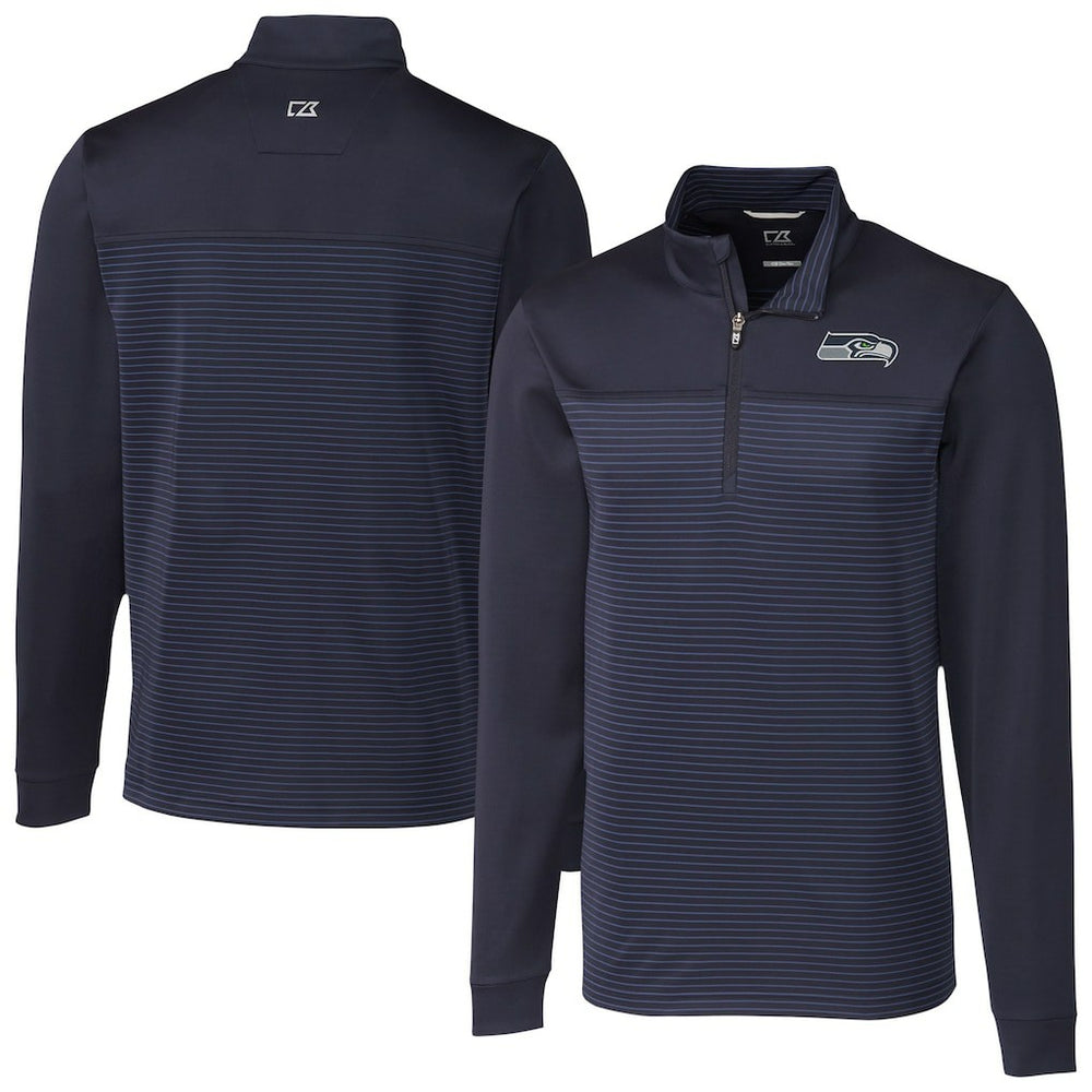 Seattle Seahawks  Cutter & Buck Traverse Stripe Stretch DryTec Quarter-Zip Top