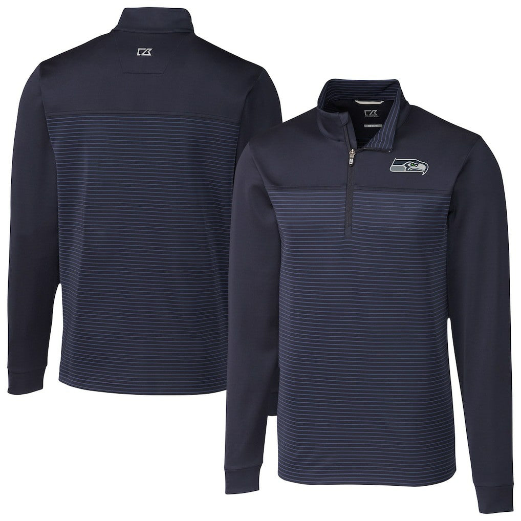 Seattle Seahawks  Cutter & Buck Traverse Stripe Stretch DryTec Quarter-Zip Top