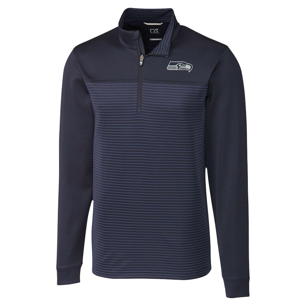 Seattle Seahawks  Cutter & Buck Traverse Stripe Stretch DryTec Quarter-Zip Top