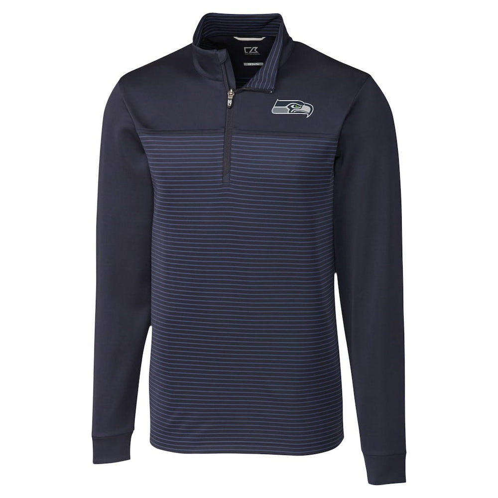 Seattle Seahawks  Cutter & Buck Traverse Stripe Stretch DryTec Quarter-Zip Top