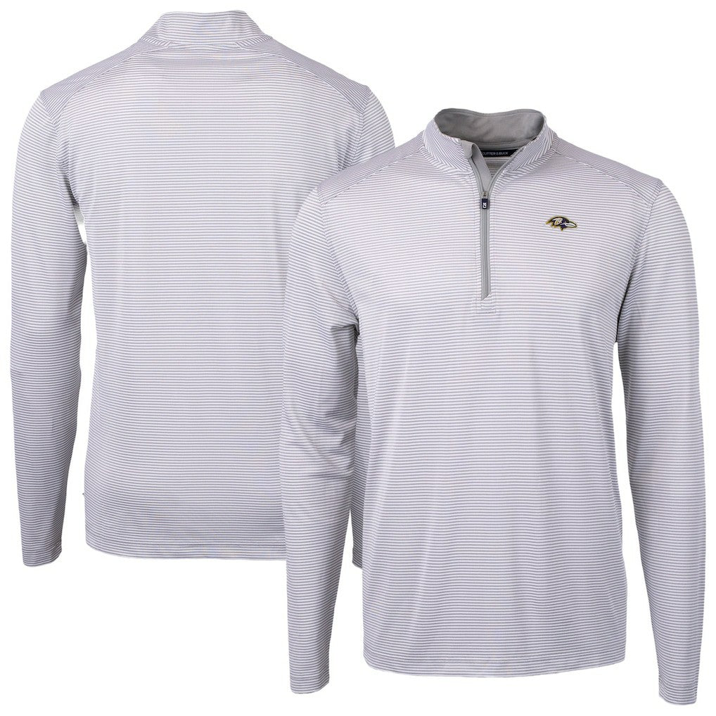 Baltimore Ravens  Cutter & Buck Virtue Eco Pique Micro Stripe Quarter-Zip Jacket
