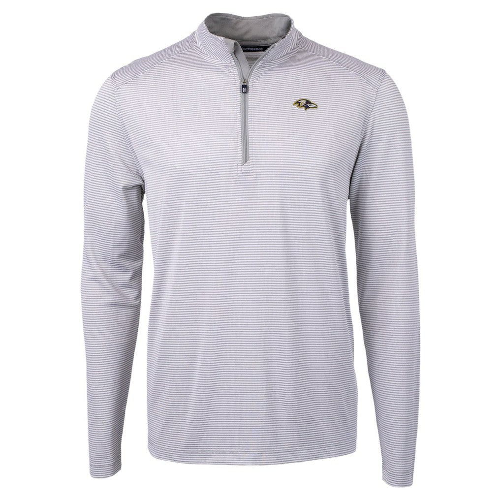 Baltimore Ravens  Cutter & Buck Virtue Eco Pique Micro Stripe Quarter-Zip Jacket