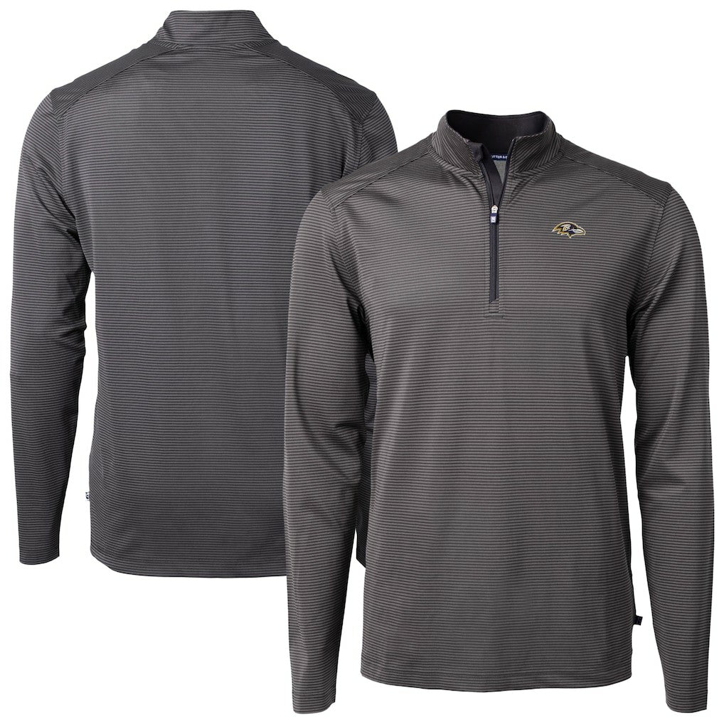 Baltimore Ravens  Cutter & Buck Virtue Eco Pique Micro Stripe Quarter-Zip Jacket