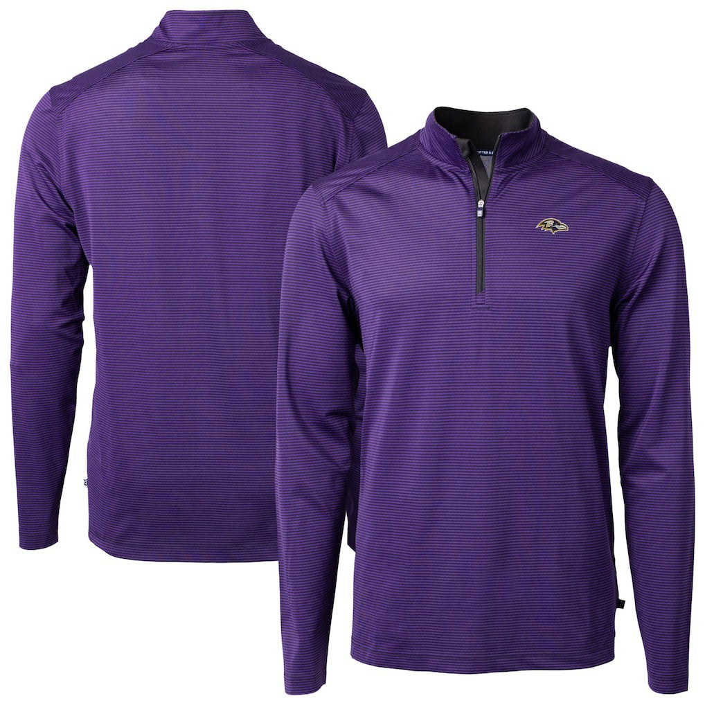 Baltimore Ravens  Cutter & Buck Virtue Eco Pique Micro Stripe Quarter-Zip Jacket