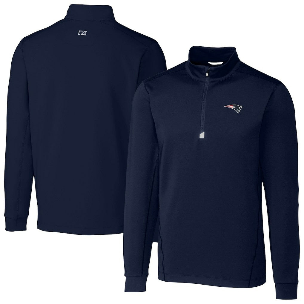 New England Patriots  Cutter & Buck Big & Tall Traverse Eco Tri-Blend DryTec Quarter-Zip Jacket