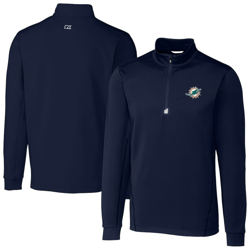 Miami Dolphins  Cutter & Buck Big & Tall Traverse Eco Tri-Blend DryTec Quarter-Zip Jacket