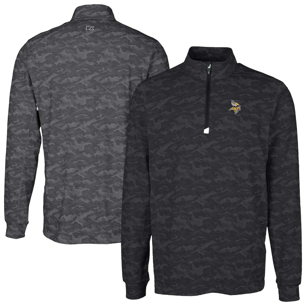 Minnesota Vikings  Cutter & Buck Big & Tall Traverse Eco Camo Tri-Blend DryTec Quarter-Zip Jacket