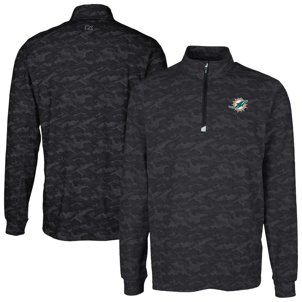Miami Dolphins  Cutter & Buck Big & Tall Traverse Eco Camo Tri-Blend DryTec Quarter-Zip Jacket