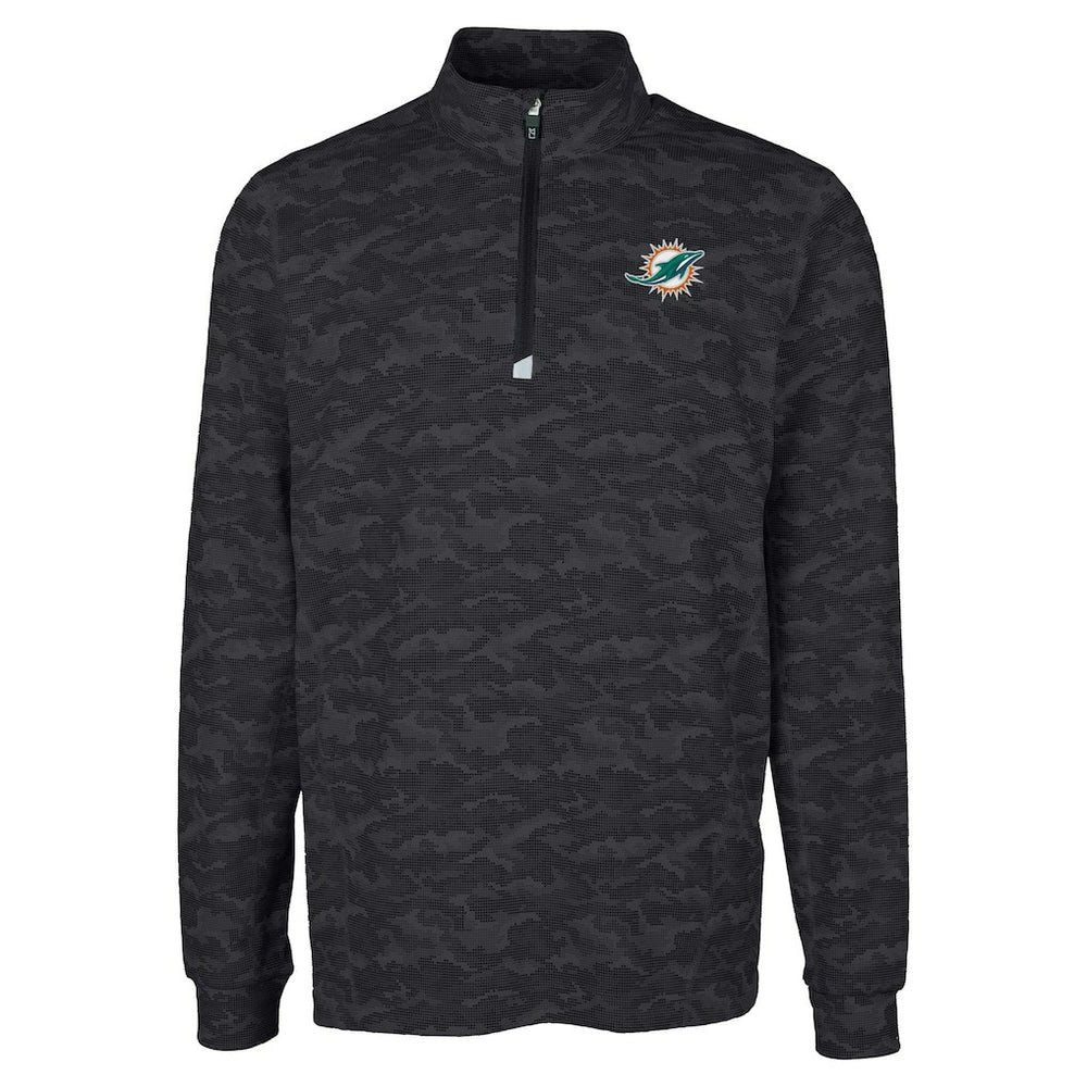 Miami Dolphins  Cutter & Buck Big & Tall Traverse Eco Camo Tri-Blend DryTec Quarter-Zip Jacket
