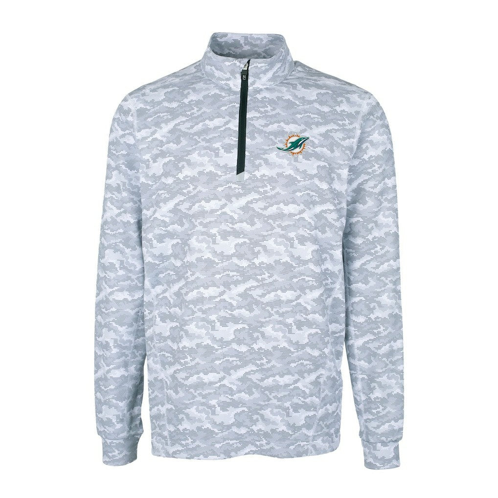 Miami Dolphins  Cutter & Buck Big & Tall Traverse Eco Camo Tri-Blend DryTec Quarter-Zip Jacket