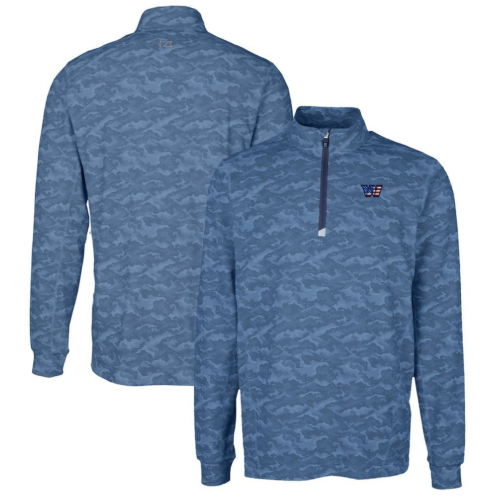 Washington Commanders  Cutter & Buck Big & Tall Americana Traverse Eco Camo Tri-Blend DryTec Quarter-Zip Jacket