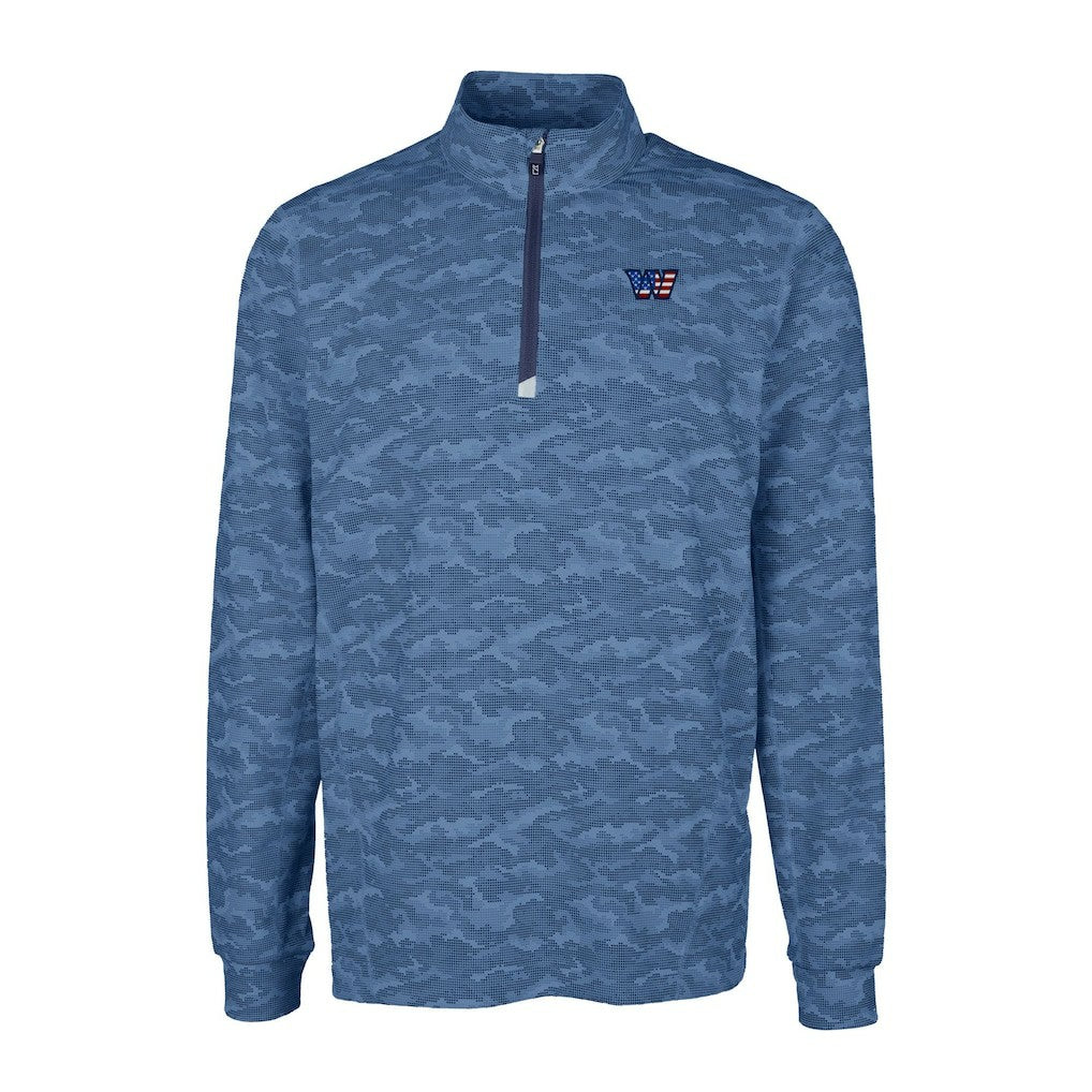 Washington Commanders  Cutter & Buck Big & Tall Americana Traverse Eco Camo Tri-Blend DryTec Quarter-Zip Jacket