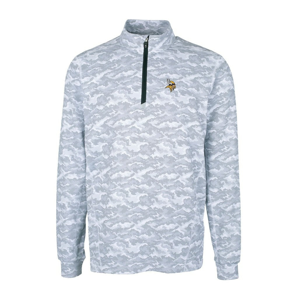 Minnesota Vikings  Cutter & Buck Big & Tall Traverse Eco Camo Tri-Blend DryTec Quarter-Zip Jacket