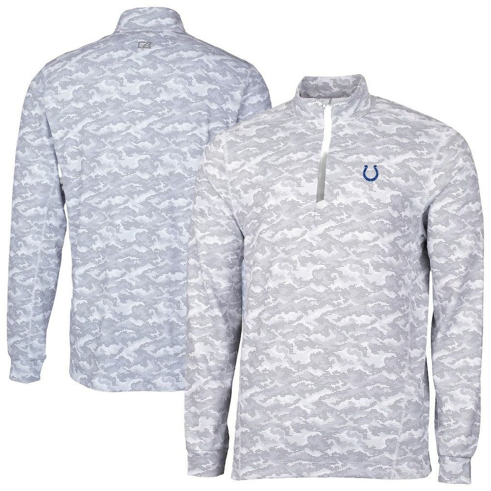 Indianapolis Colts  Cutter & Buck Big & Tall Traverse Eco Camo Tri-Blend DryTec Quarter-Zip Jacket