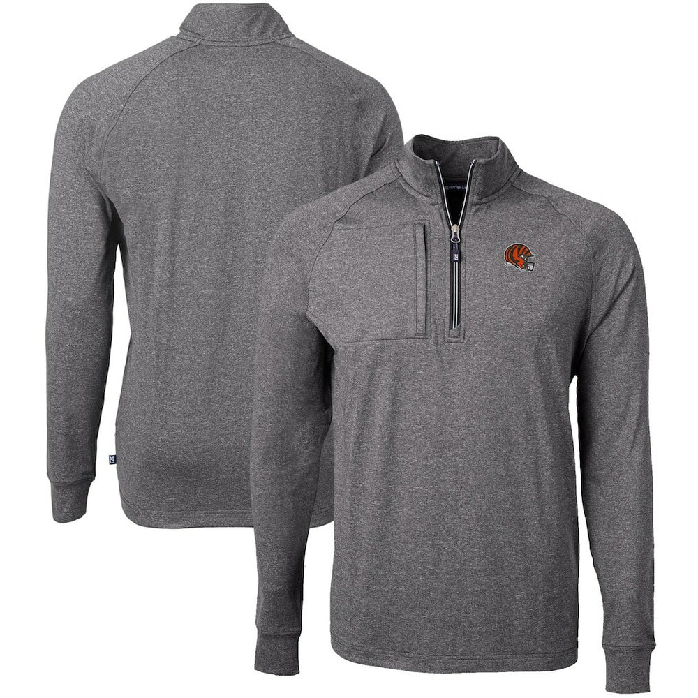 Cincinnati Bengals  Cutter & Buck Big & Tall Adapt Eco Raglan Quarter-Zip Jacket