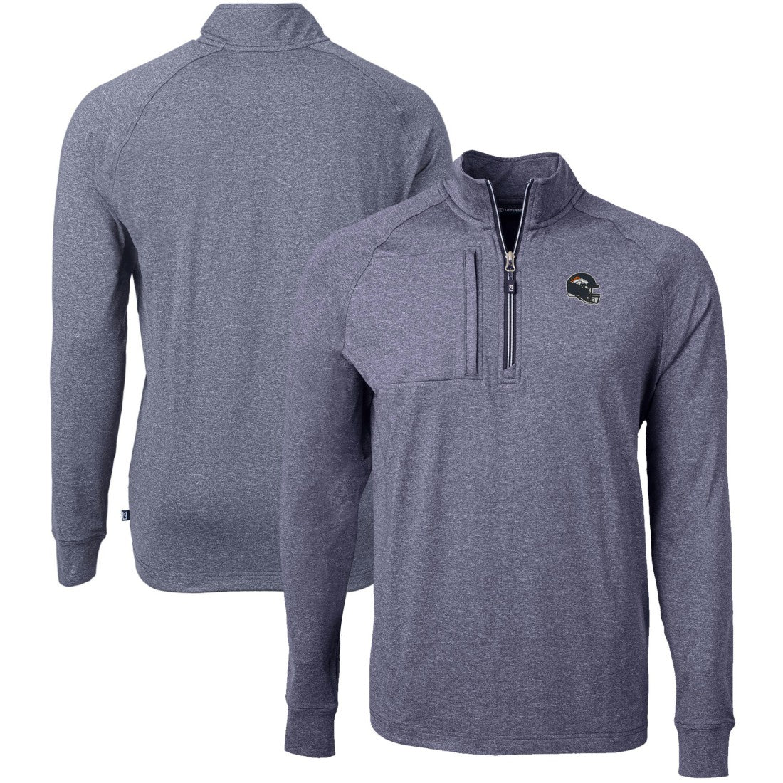 Denver Broncos  Cutter & Buck Big & Tall Adapt Eco Raglan Quarter-Zip Jacket