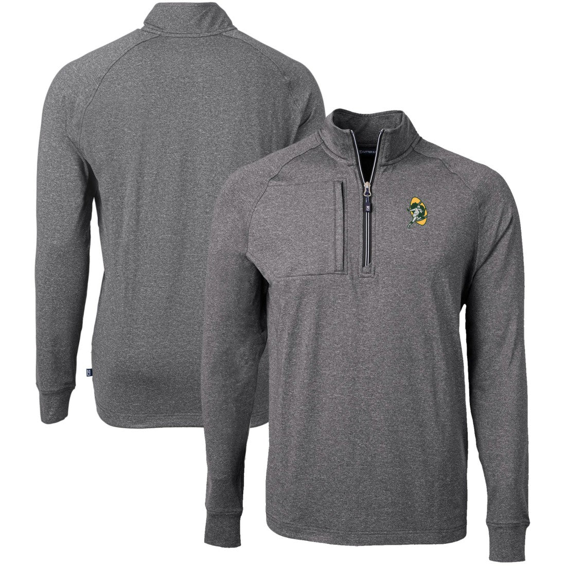 Green Bay Packers  Cutter & Buck Big & Tall Adapt Eco Raglan Quarter-Zip Jacket