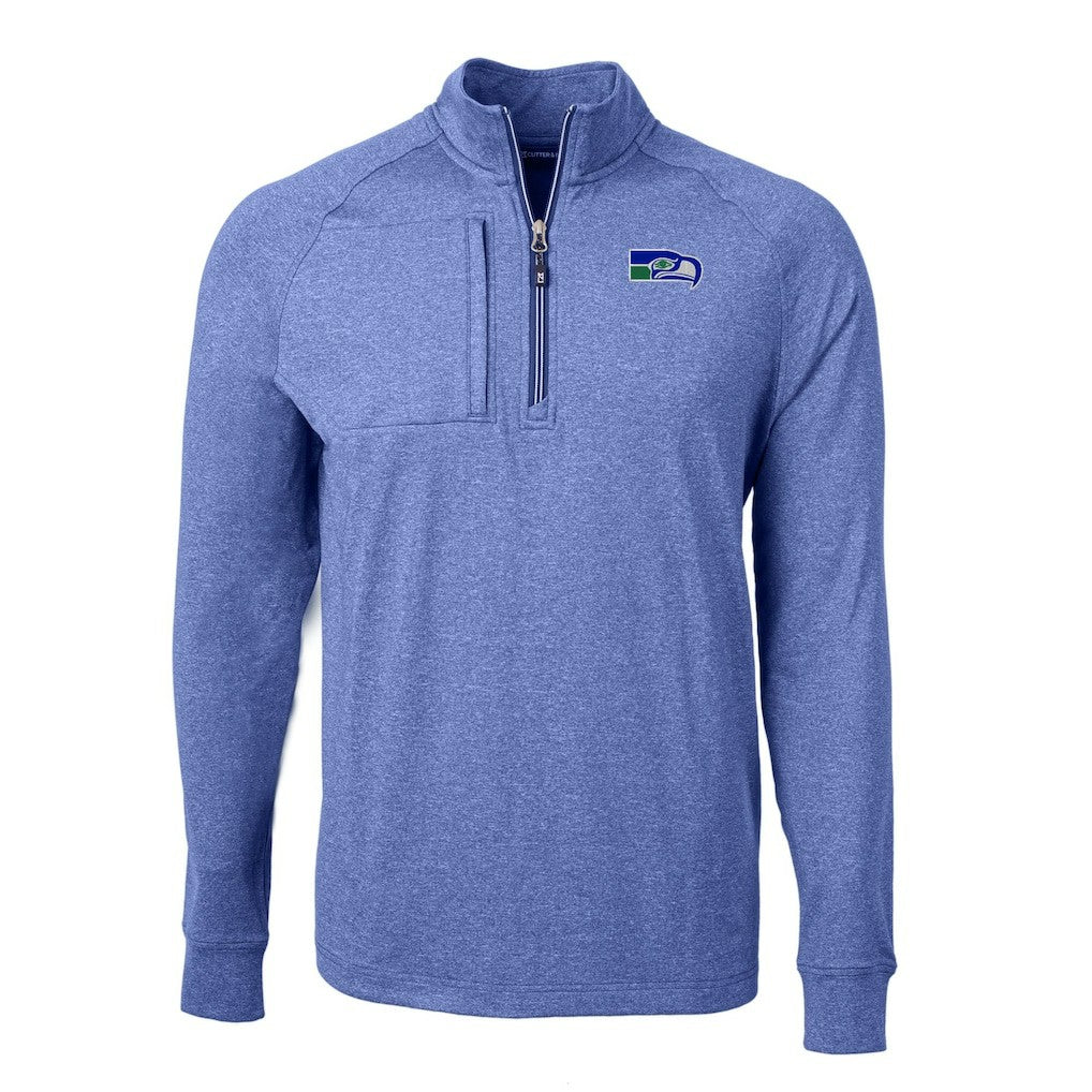 Seattle Seahawks  Cutter & Buck Big & Tall Adapt Eco Raglan Quarter-Zip Jacket