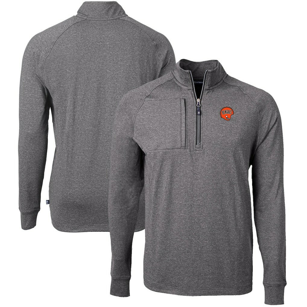 Cincinnati Bengals  Cutter & Buck Big & Tall Adapt Eco Raglan Quarter-Zip Jacket