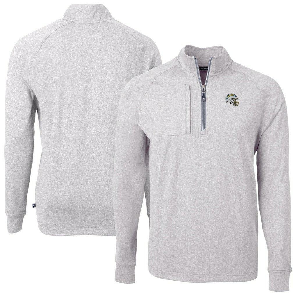 Los Angeles Chargers  Cutter & Buck Big & Tall Adapt Eco Raglan Quarter-Zip Jacket