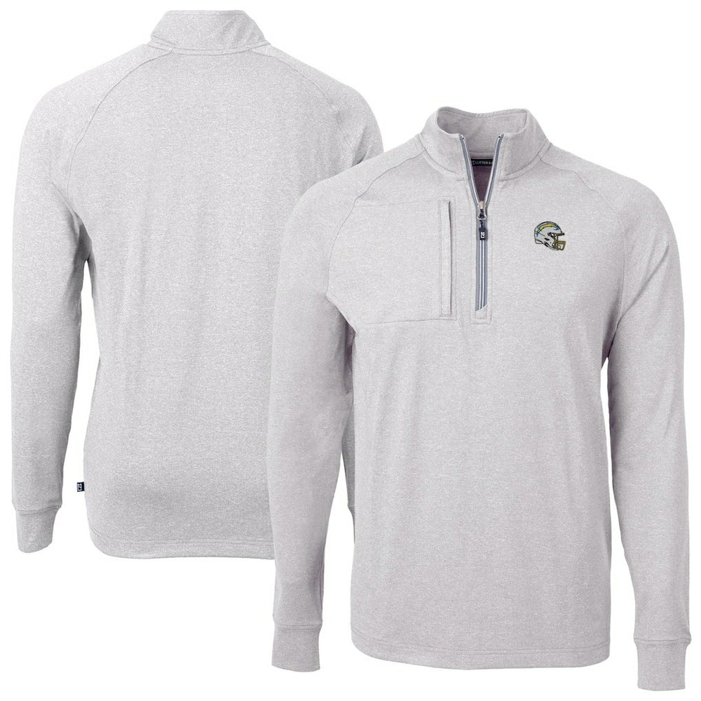 Los Angeles Chargers  Cutter & Buck Big & Tall Adapt Eco Raglan Quarter-Zip Jacket