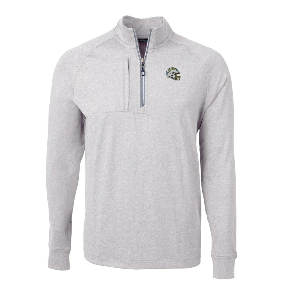 Los Angeles Chargers  Cutter & Buck Big & Tall Adapt Eco Raglan Quarter-Zip Jacket