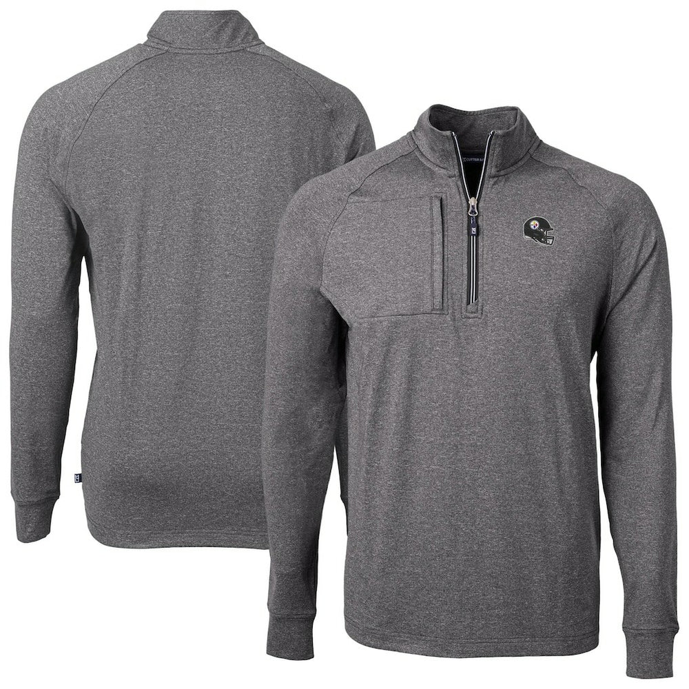 Pittsburgh Steelers  Cutter & Buck Big & Tall Adapt Eco Raglan Quarter-Zip Jacket