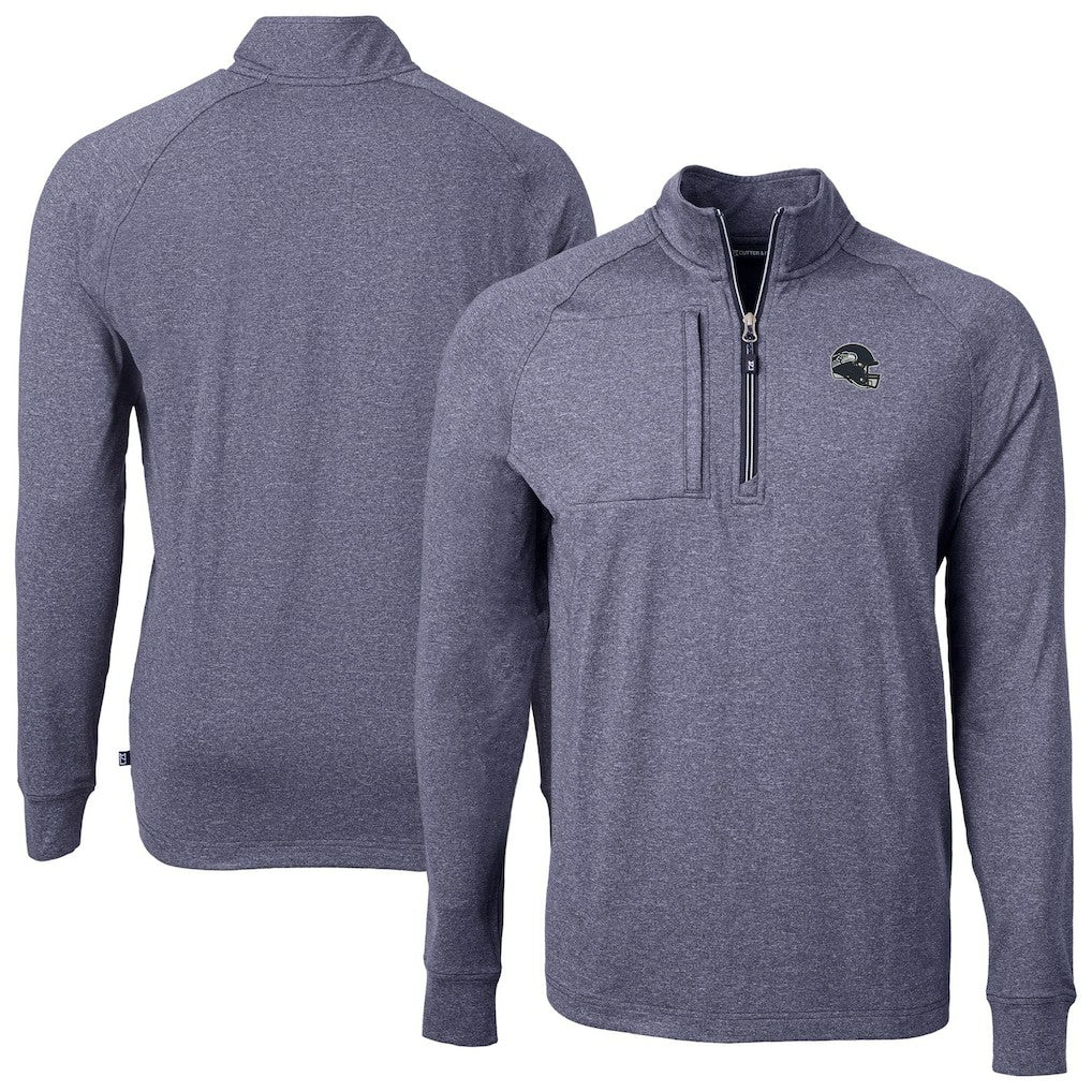 Seattle Seahawks  Cutter & Buck Big & Tall Adapt Eco Raglan Quarter-Zip Jacket