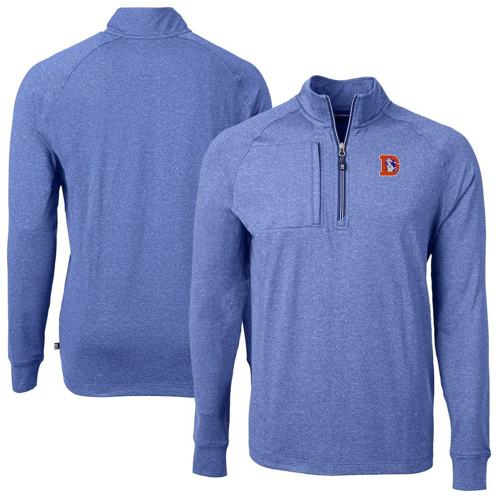 Denver Broncos  Cutter & Buck Big & Tall Adapt Eco Raglan Quarter-Zip Jacket