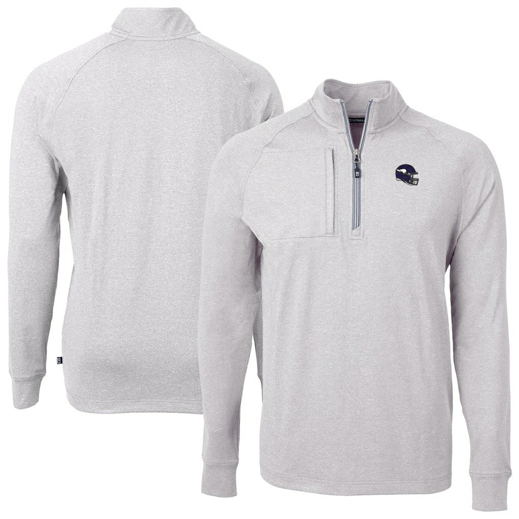 Minnesota Vikings  Cutter & Buck Big & Tall Adapt Eco Raglan Quarter-Zip Jacket