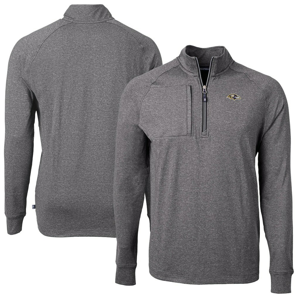 Baltimore Ravens  Cutter & Buck Big & Tall Adapt Eco Raglan Quarter-Zip Jacket