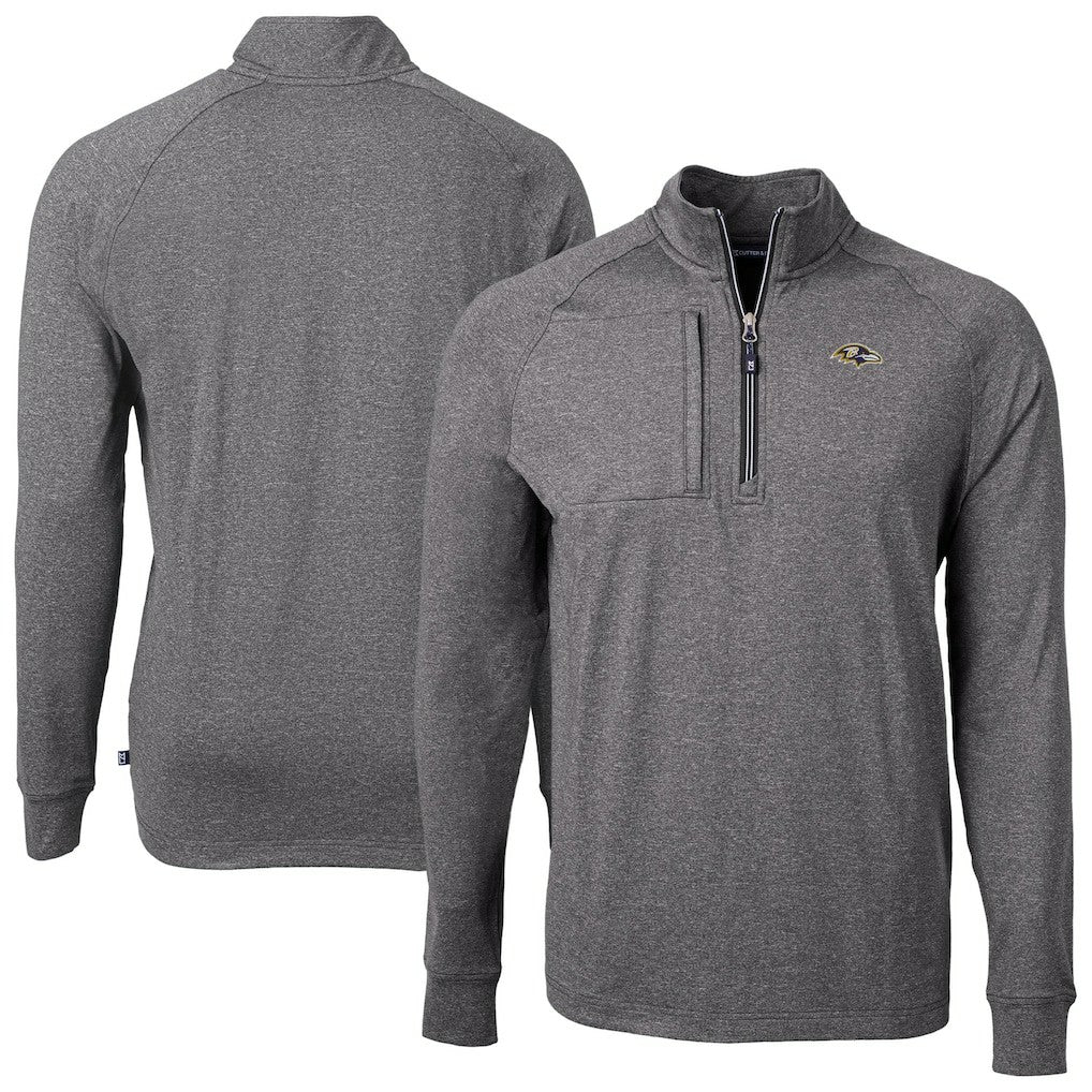 Baltimore Ravens  Cutter & Buck Big & Tall Adapt Eco Raglan Quarter-Zip Jacket