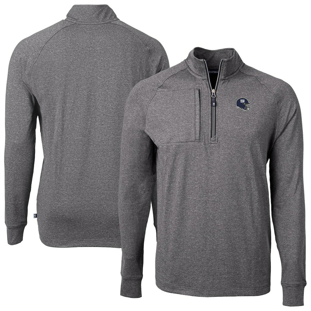 New York Giants  Cutter & Buck Big & Tall Adapt Eco Raglan Quarter-Zip Jacket