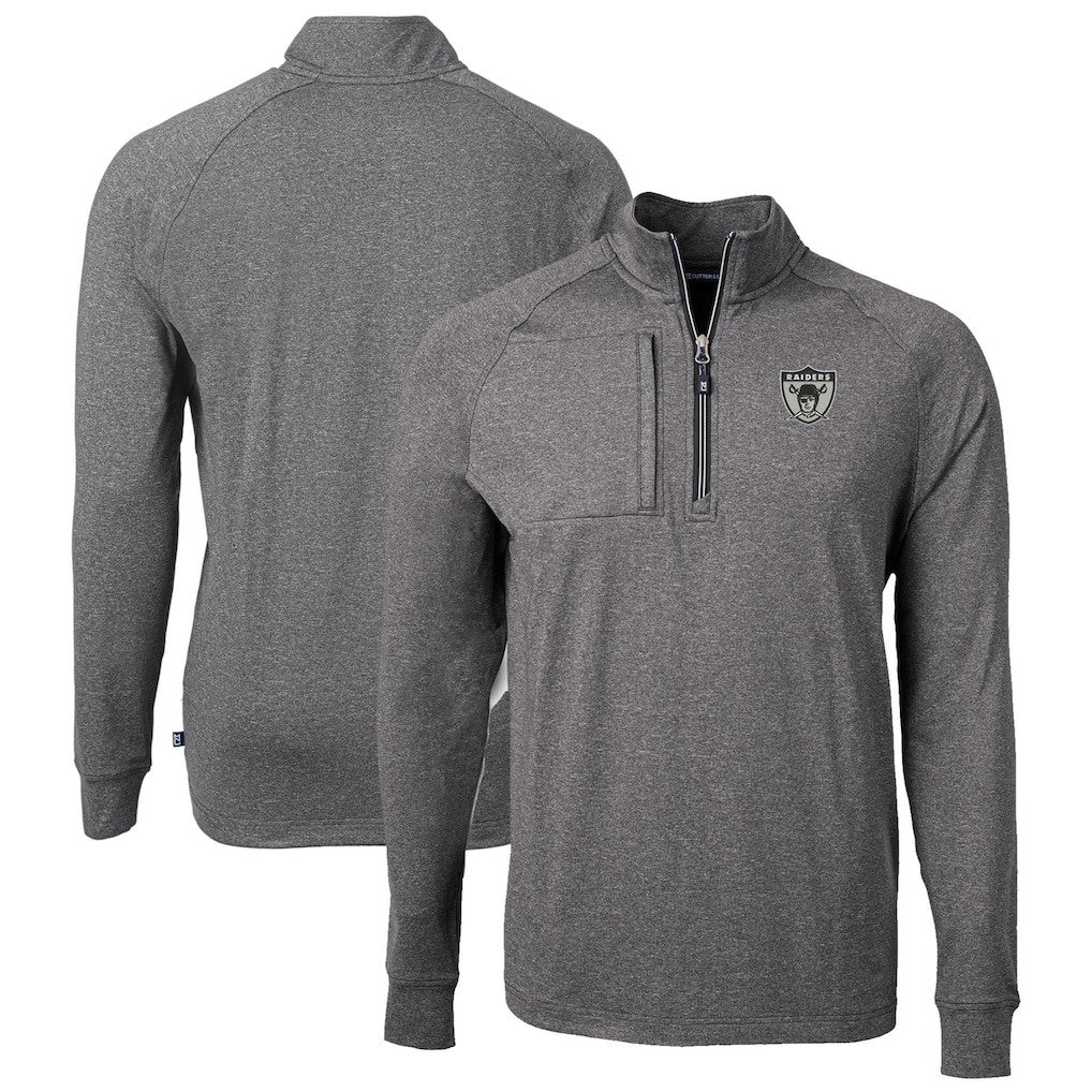 Las Vegas Raiders  Cutter & Buck Big & Tall Adapt Eco Raglan Quarter-Zip Jacket
