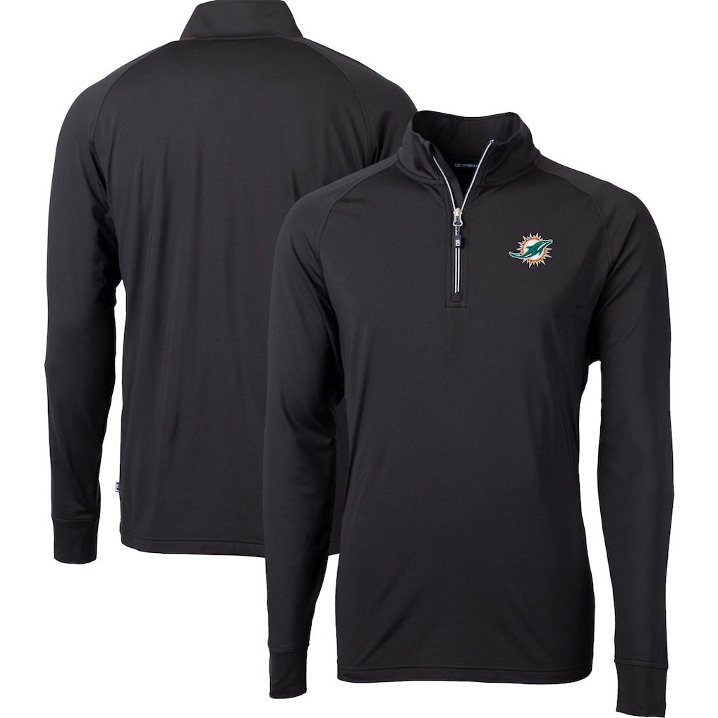 Miami Dolphins  Cutter & Buck Big & Tall Adapt Eco DryTec Raglan Quarter-Zip Jacket