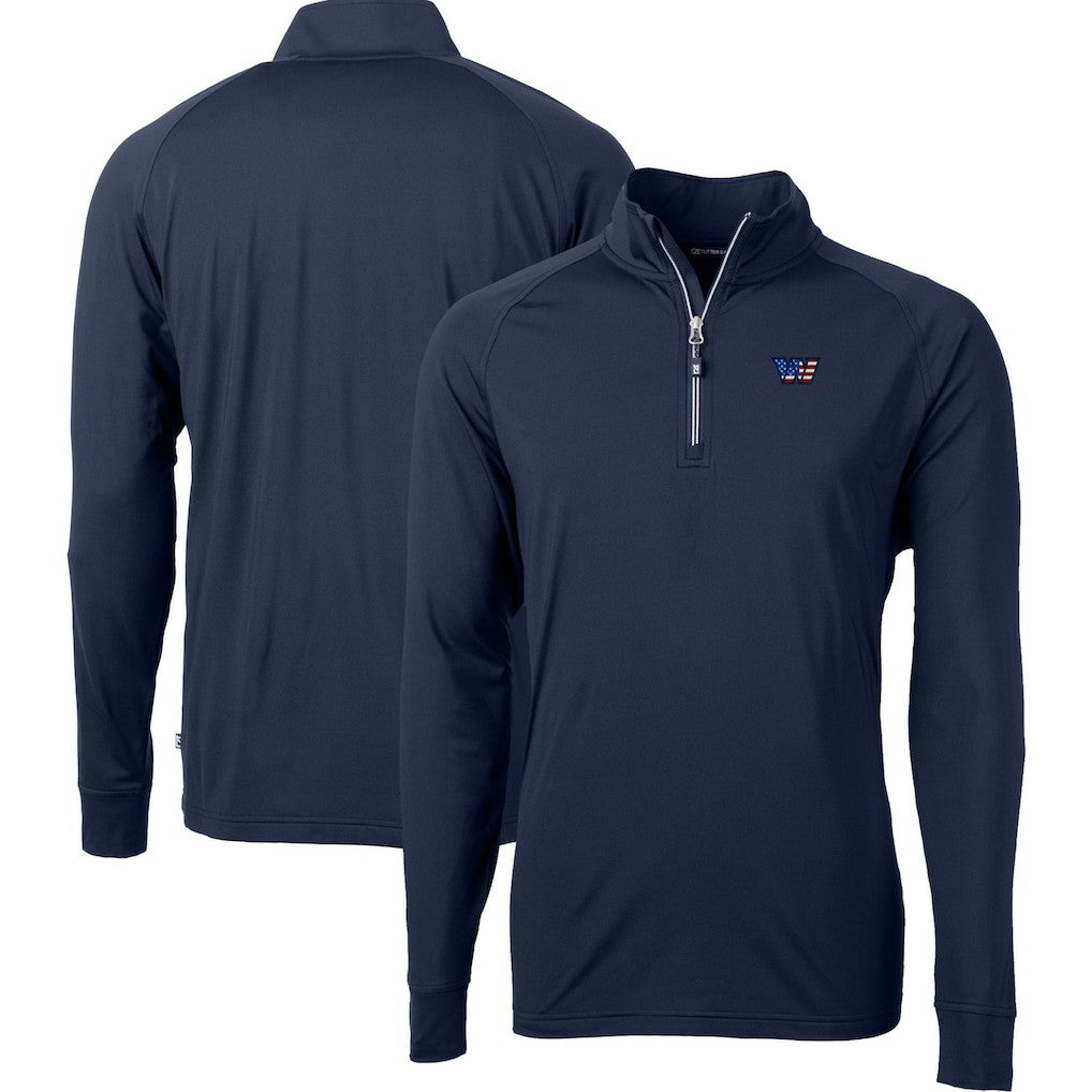 Washington Commanders  Cutter & Buck Big & Tall Americana Adapt Eco DryTec Raglan Quarter-Zip Jacket