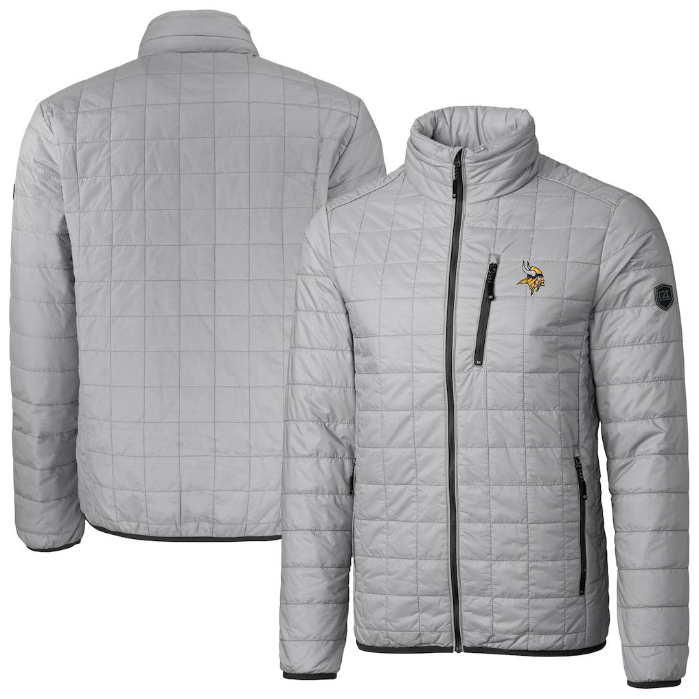 Minnesota Vikings  Cutter & Buck Big & Tall Rainier PrimaLoft Eco Insulated Full-Zip Hoodie Puffer Jacket