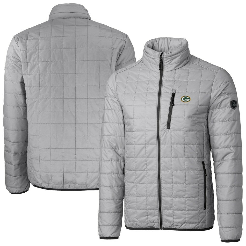 Green Bay Packers  Cutter & Buck Big & Tall Rainier PrimaLoft Eco Insulated Full-Zip Hoodie Puffer Jacket