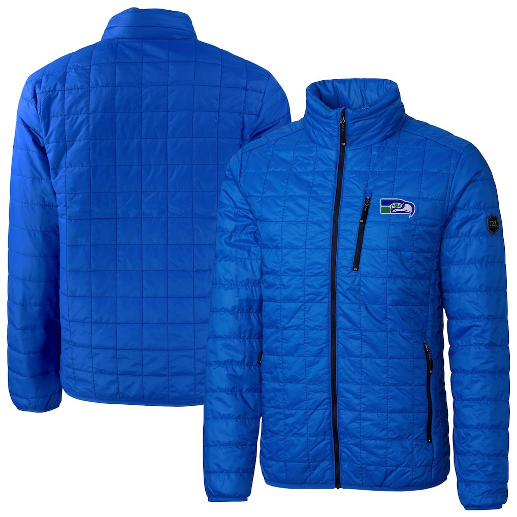 Seattle Seahawks  Cutter & Buck Big & Tall Rainier PrimaLoft Eco Insulated Full-Zip Puffer Jacket