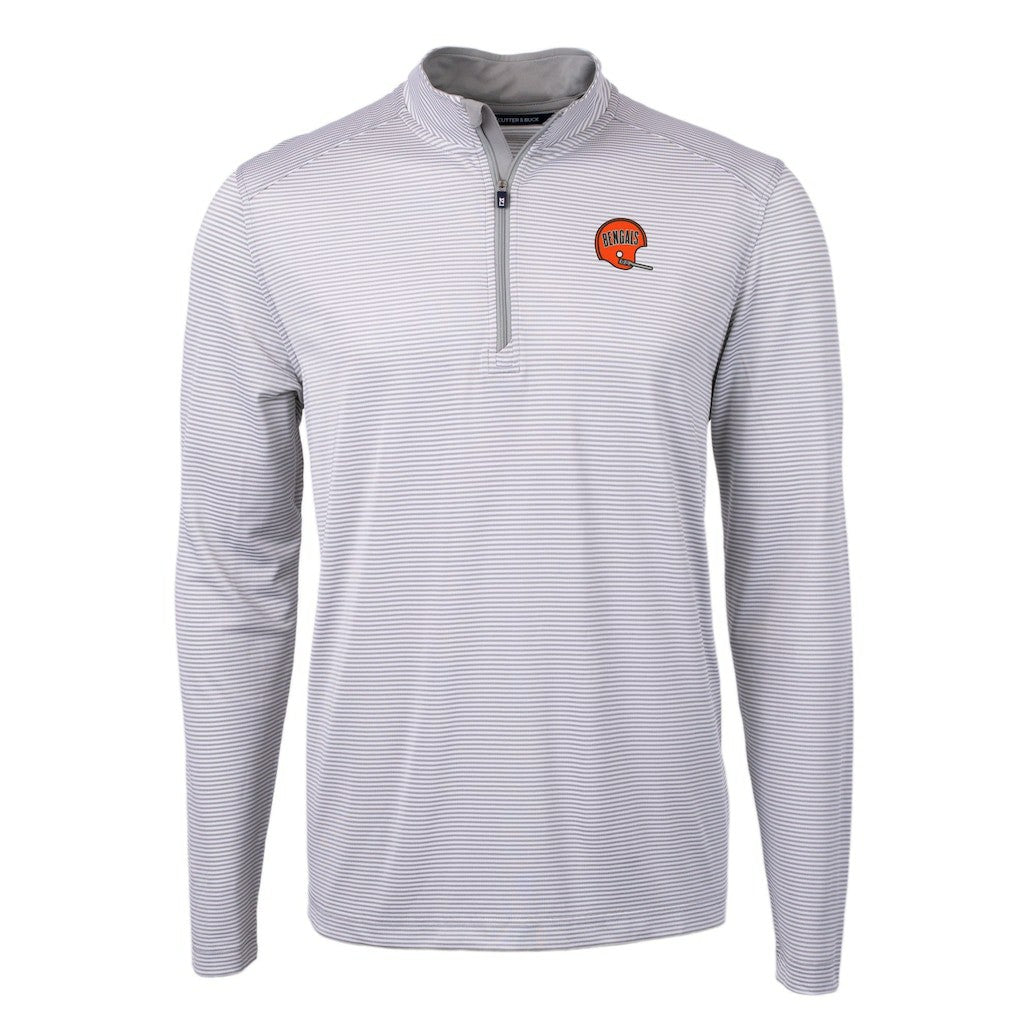 Cincinnati Bengals  Cutter & Buck Big & Tall Virtue Eco Pique Micro Stripe Tri-Blend Quarter-Zip Jacket