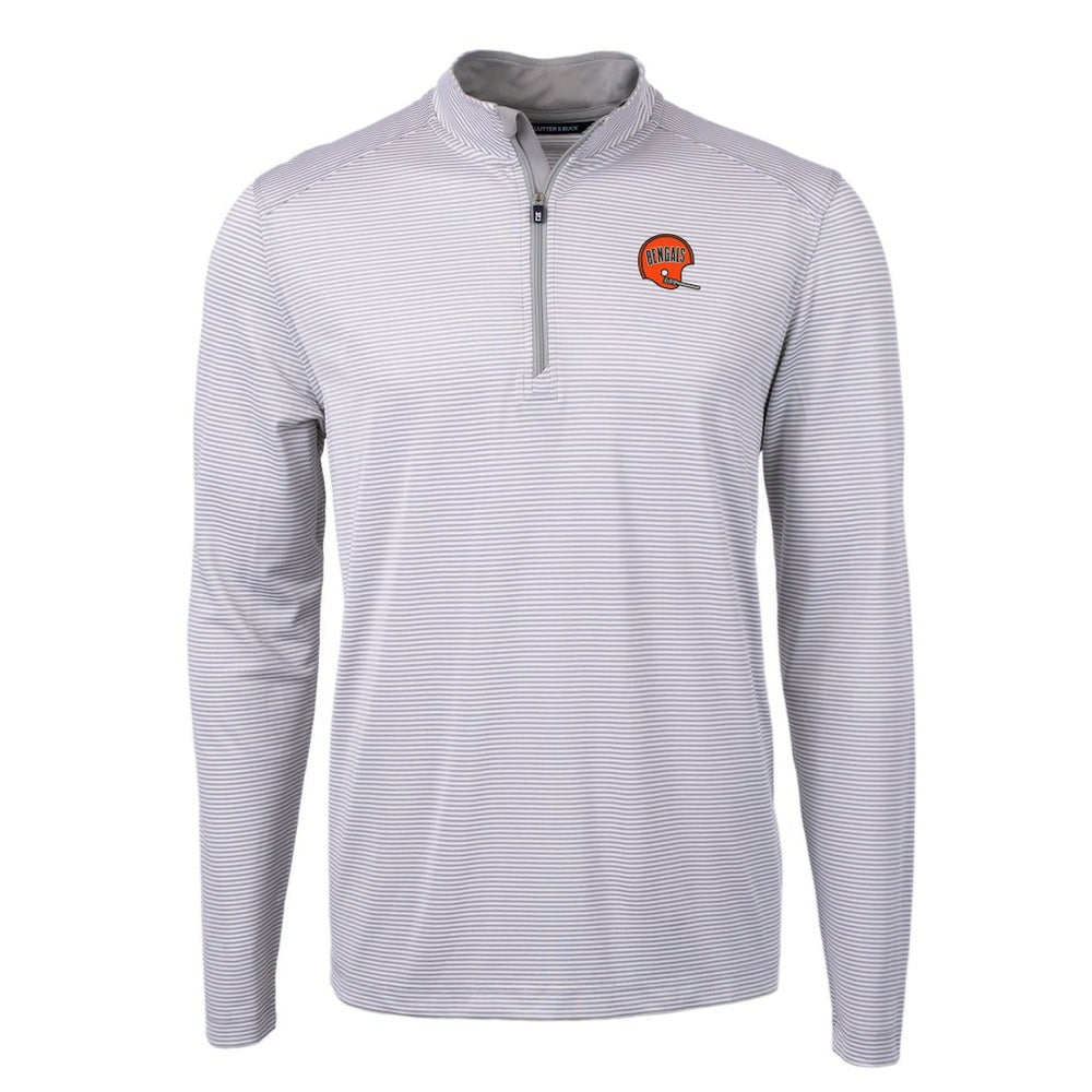 Cincinnati Bengals  Cutter & Buck Big & Tall Virtue Eco Pique Micro Stripe Tri-Blend Quarter-Zip Jacket